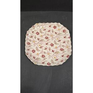 Copeland Spode Rosebud Chintz England Square Scalloped Dinner Plate China